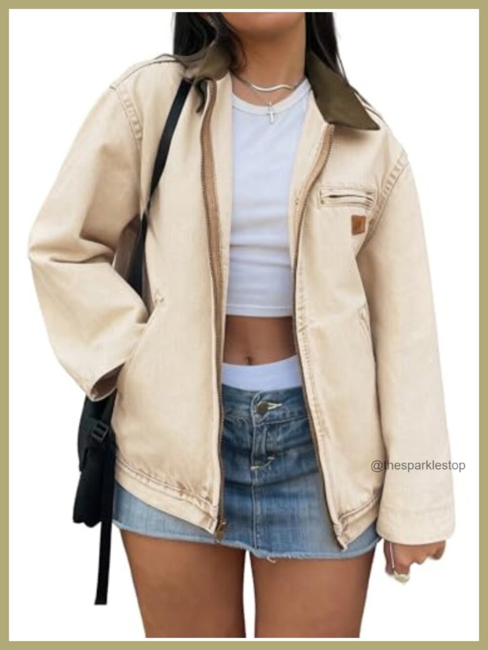 Cropped Zip Up Denim Jacket Women Barn Style